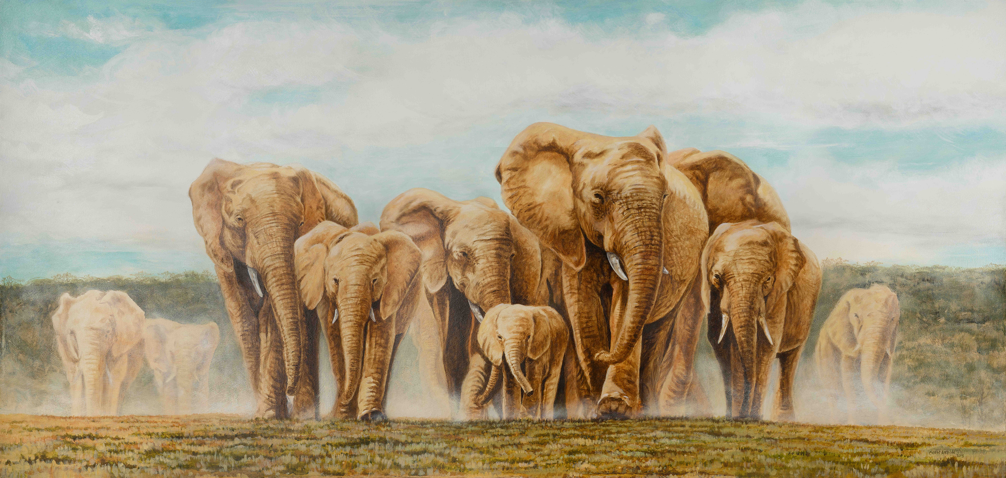 Elephant Herd — Oil on Canvas by Chris Abdon